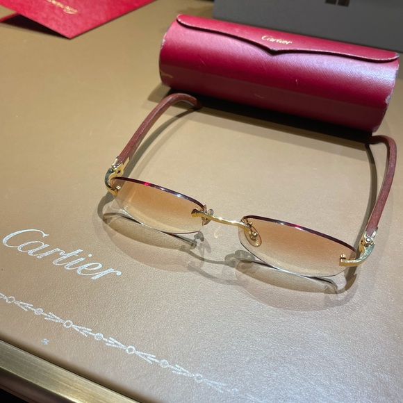 Cartier Accessories - Vintage Cartier Wood Rimless Sunglasses